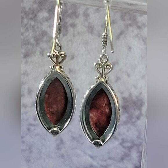 Norwegian Thulite Dangling Earrings - Picture 6 of 13